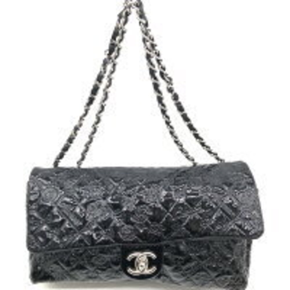 Chanel on Chain Shoulder Bag Patent Vernis Leather Jumbo